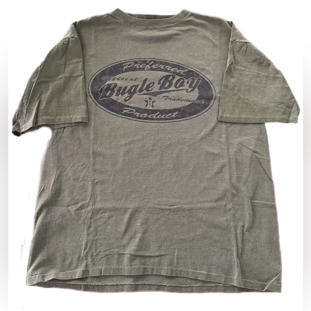Vintage Bugle Boy Graphic Tee | Faded Olive Green Size Large